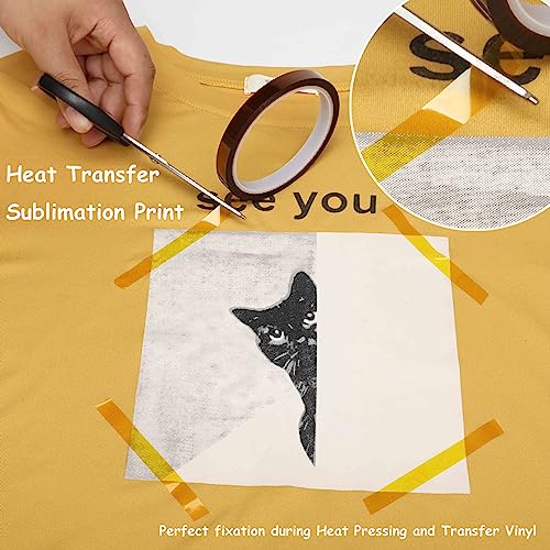 Image of Valley'sYuMiao 9Rolls,10mmx108ft, Heat Tape for Sublimation, Heat Resistant Tape, Heat Transfer Tape, Polyimide Tape, No Residue, Max Temp 500℉ /260℃ /533K, Total 972fts