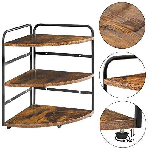 IBUYKE Estantería Esquinera, Organizador Especias de Cocina, Estante de Baño, Especiero con 3 Niveles para Espacios Pequeños,Altura Ajustable,para Cocina, Escritorio,Barra de Café,Marrón,TWJ002H - imagen 9