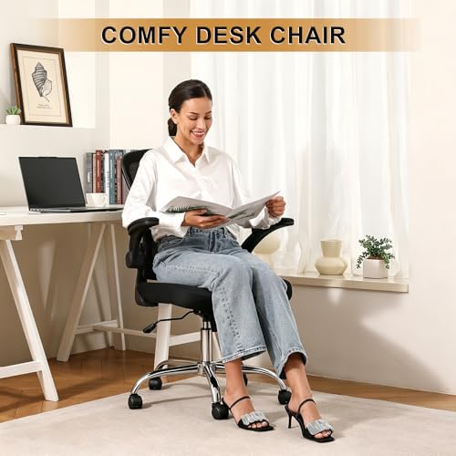 Image of Office Chair, Ergonomic Desk Chairs 330LBS Capacity High Back Mesh Computer Chair with Flip-up Armrests, Comfy Work Chair with Adjustable Lumbar Support, Rolling Chair