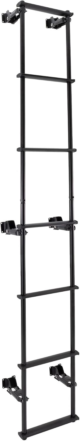 Tough Grade 90'' Collapsible RV Ladder – Universal Fit with Hinges, Heavy-Duty Aluminum for Campers, Motorhomes, and Toy Haulers (Black)