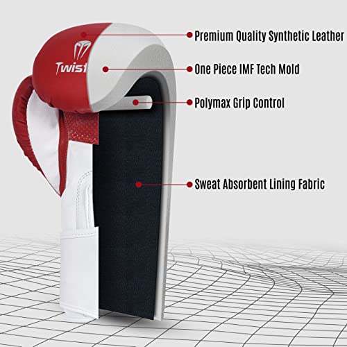 Twisto Boxing Gloves Sparring X7 (10 oz, Red/White), Red / White - Image 4