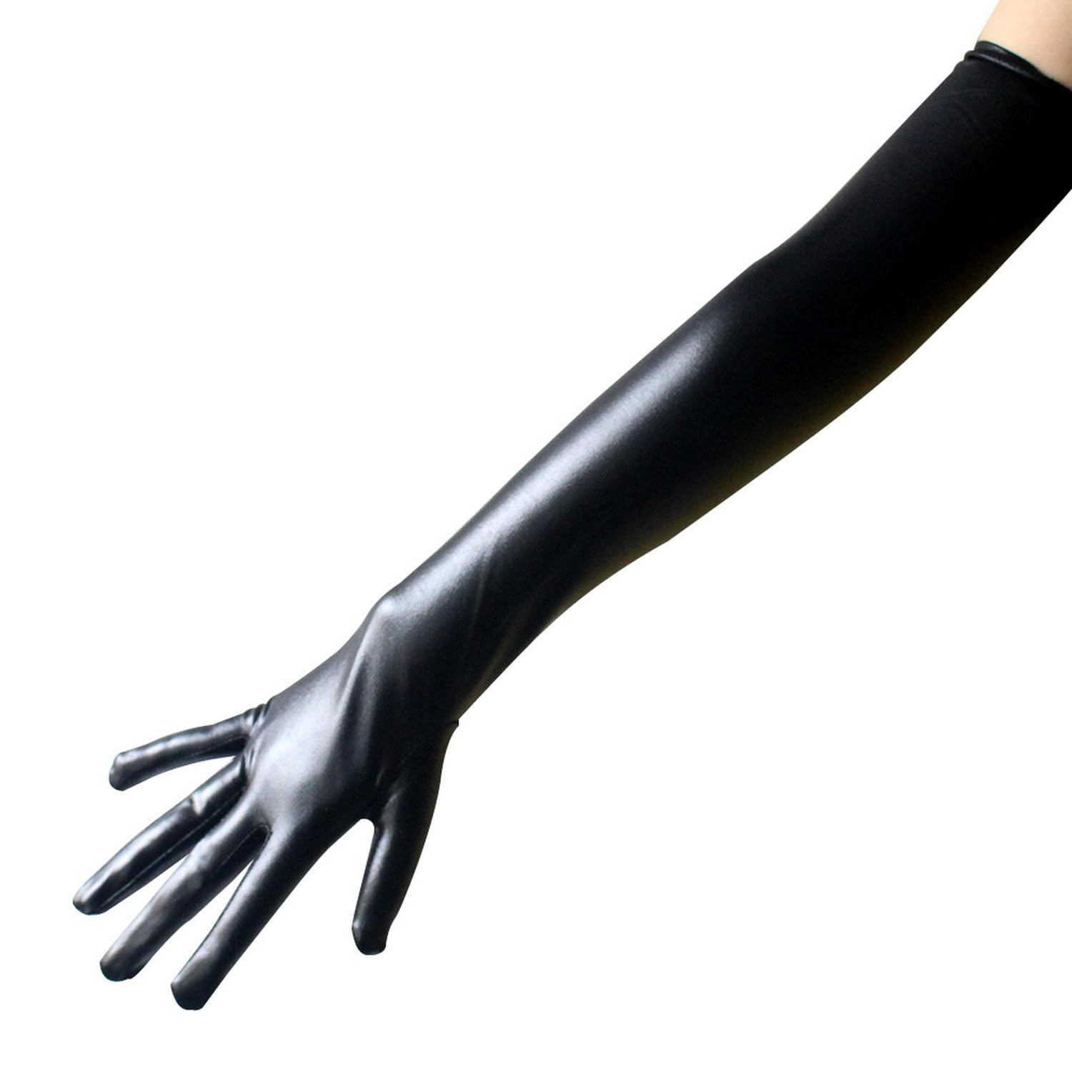 Sihaby Long Patent Leather Gloves,Women Opera Gloves,Fashion Gloves for Costume Dance Halloween Evening Party - Image 2