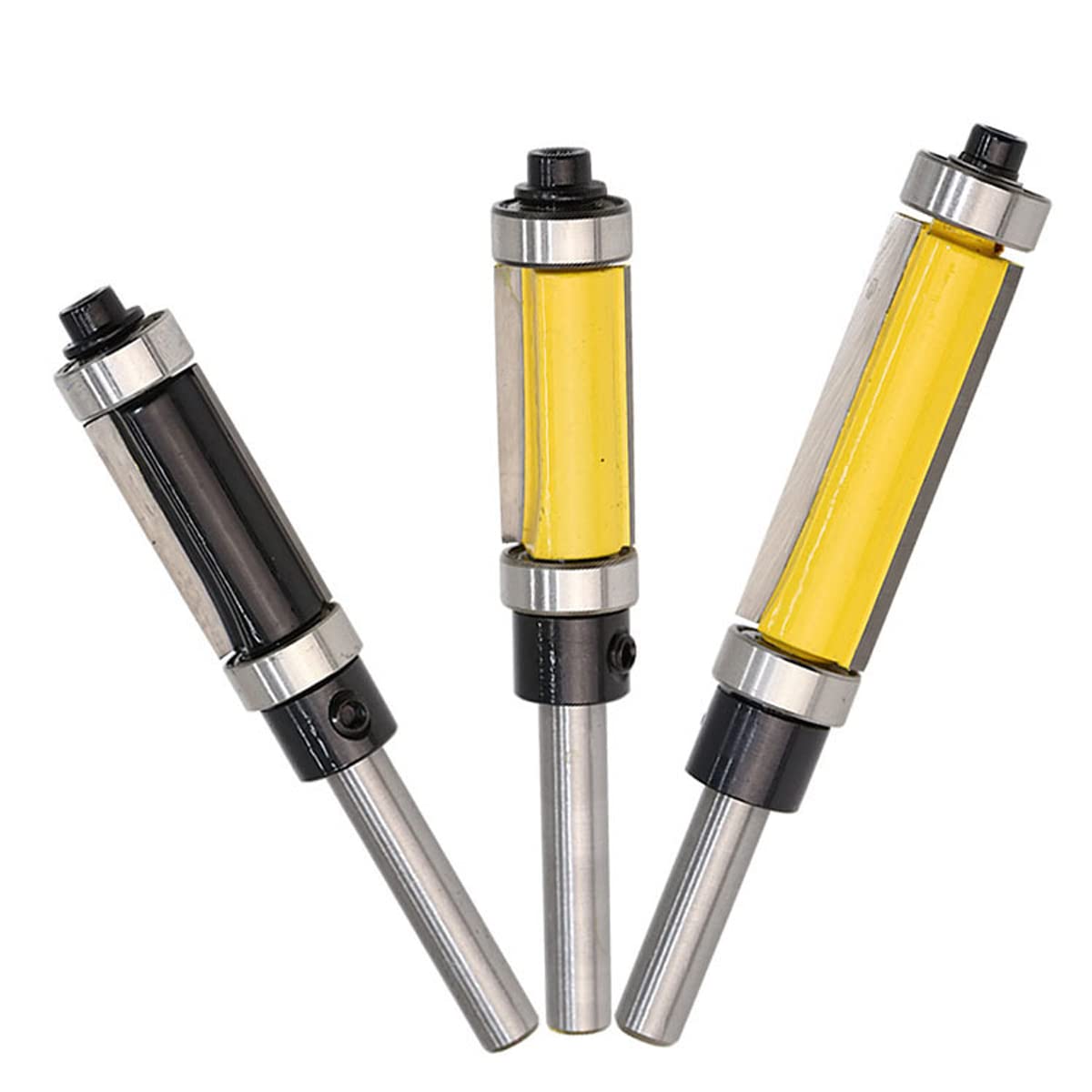 3pc 1/4" Shank Top Bottom Bearing Flush Trim Router Bit Milling Cutter