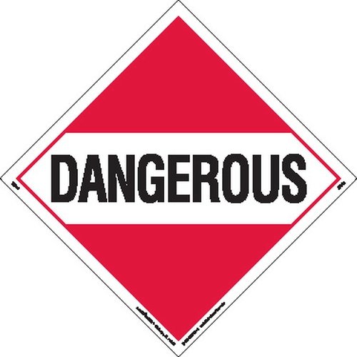 Labelmaster ZMG1 Dangerous Hazmat Placard, Worded, (Pack of 25