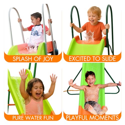 PLATPORTS Playground Slide - Big Backyard Freestanding Plastic Slide - 10 ft Outdoor Swing Set Slide for Kids Ages 4-8
