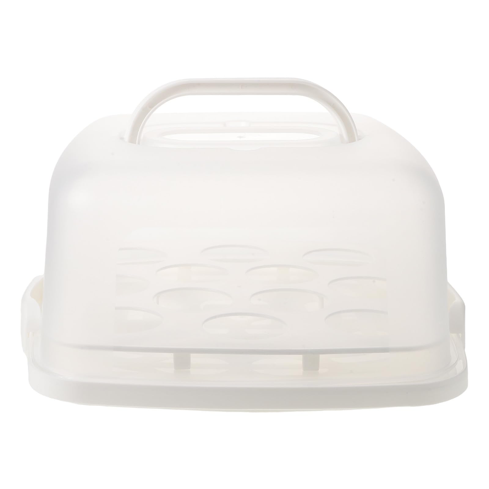 Portatorta con Manico 10 Pollici Bianco in Plastica | Inserto 10 Cupcake Incluso, Coperchio Ermetico, Visibilità Trasparente, per Dessert e Compleanni