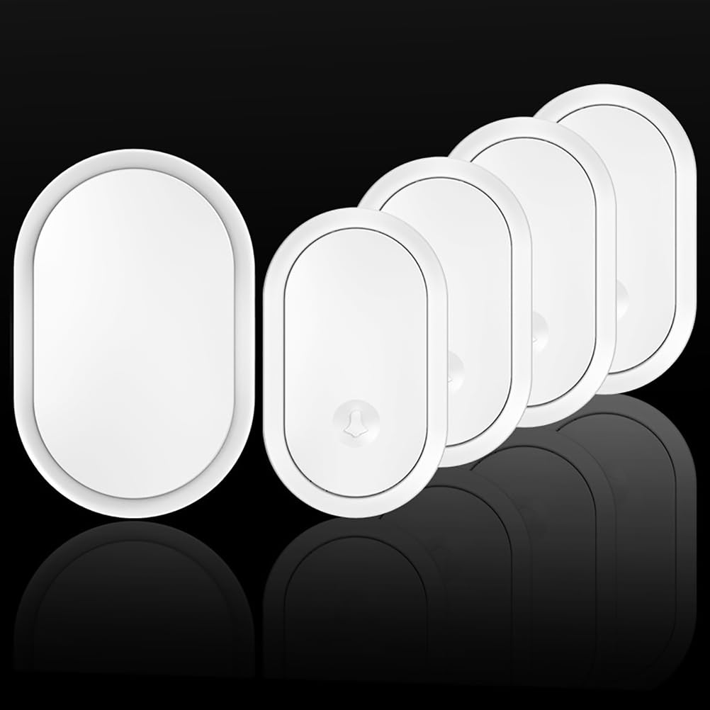 Ip55 Impermeable Timbre Inalambrico Timbre Inalámbrico Exterior Impermeable con 4 Lanzador, 300m Trasferimento Remoto, 4 Niveles de Volumen (0-115DB) y 36 Melodías para Hogar,Blanca