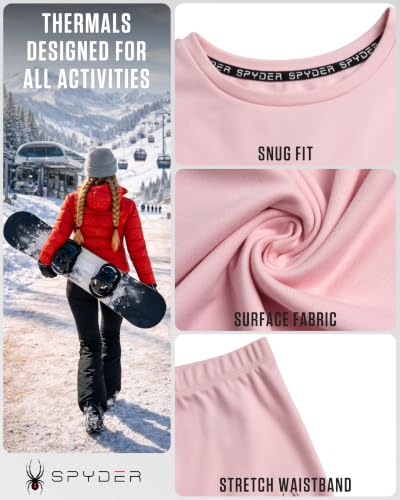 Image of Spyder Womens Thermal Underwear Set - 2-Piece Breathable Soft Fleece Lined | Soft Breathable Base Layer Set, Warm Cozy Comfort for Skiing, Layering, Downtime, and Cold-Weather Days