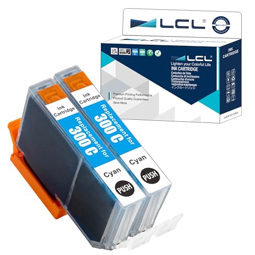 LCL Compatible Ink Cartridge PFI-300 PFI-300C (2Pack Cyan) Replacement for Canon imagePROGRAF PRO-300, standard