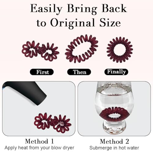 Image of ZIBUYU 9 Pcs Coil Spiral Rubber Band for Hair, Ponytail Scrunchies