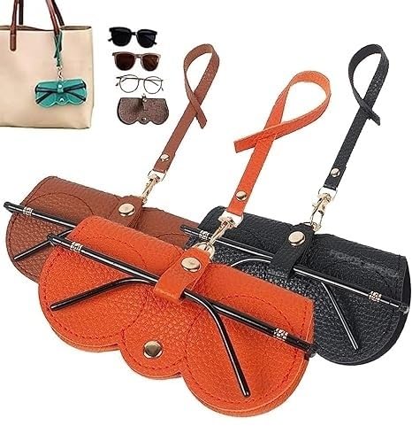 FI FIDROXIMPERIA Leather Sunglasses Case,Traveling Eyewear Glasses Case, Portable Slim Sunglasses Pouch,Case Button Eyewear Hook Cases,Cover,Pouch Box Sunglasses, Spectacles & Goggles For Men & Women