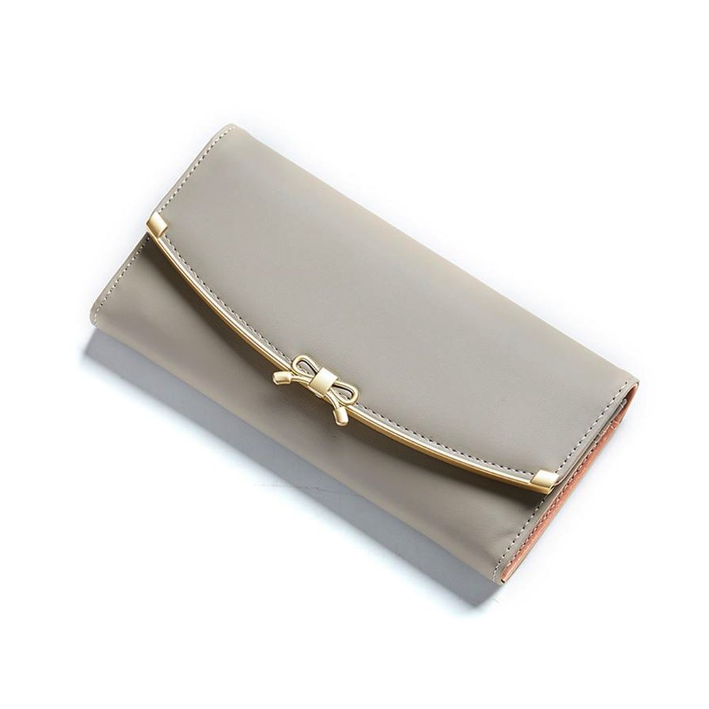 WOOLALA Women Cute Bowknot Wallet Trifold Large Capacity Long Purse