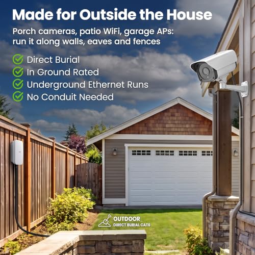 Image of GEARit Cat6 Outdoor Ethernet Cable (10ft) 23AWG Pure Copper, FTP, LLDPE, Waterproof, Direct Burial, In-Ground, UV Resistant, POE, Network, LAN, Internet, Cat 6, Cat6 Cable - 10 Feet