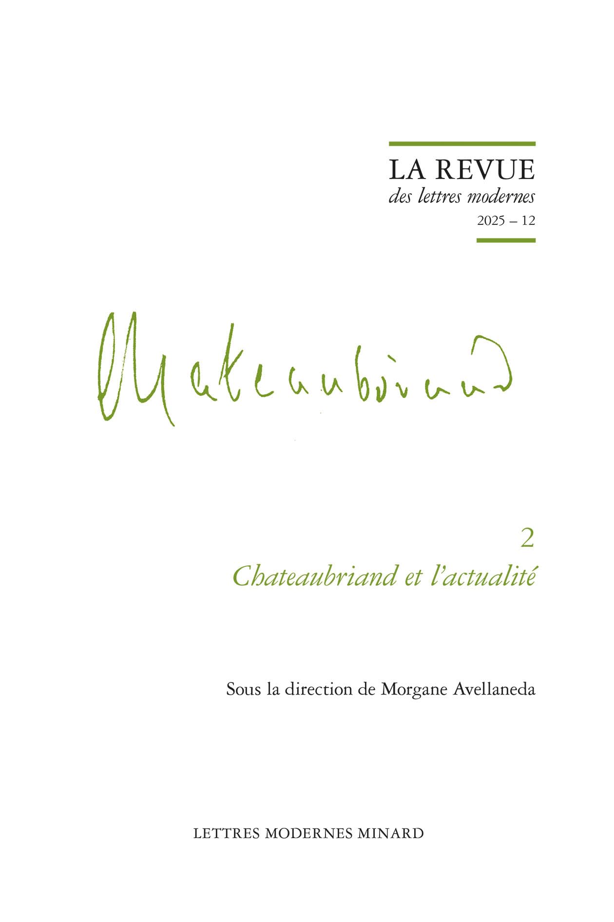 La Revue des lettres modernes: Chateaubriand et l'actualité (2025) (2025 - 12)