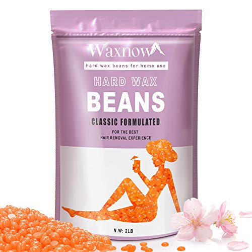 Hard Wax Beads,WAXNOW 2lb Wax Beans for Hair Removal, All-Purpose Use for Full Body, Golden Glitter Added, Hard Wax for Legs, Brazilian Bikini, Underarm, Face, Larger Refill for Wax Warmer Kit