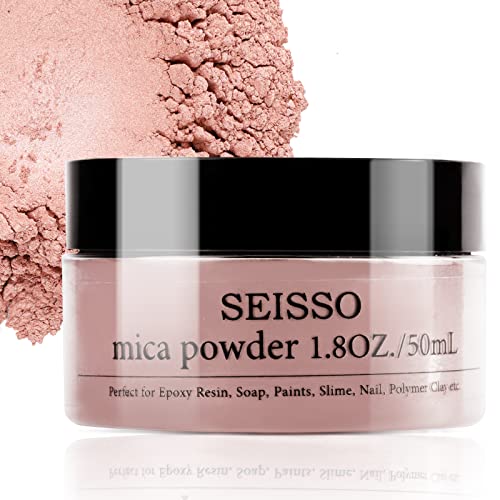 Rose Gold Mica Powder, SEISSO Mica Powder for Epoxy Resin 1.76 oz /50g, Powdered Pigment for Soap...