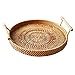 DEI Vassoio Rotondo per Pane in Rattan, Vassoio per Cibo Piatto da Picnic Naturale Durevole Manico Biauricolare Piatto-m Manico in Legno Vietnam Autunno Cartone di Canna Schiuma Antiurto