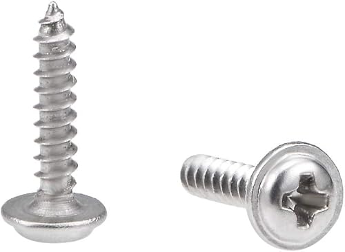Miniatura 8 de uxcell Tornillos autorroscantes Phillips de 0.079 x 0.236 in con tornillo de arandela 304 tornillos de fijación de acero inoxidable 304 pernos 50