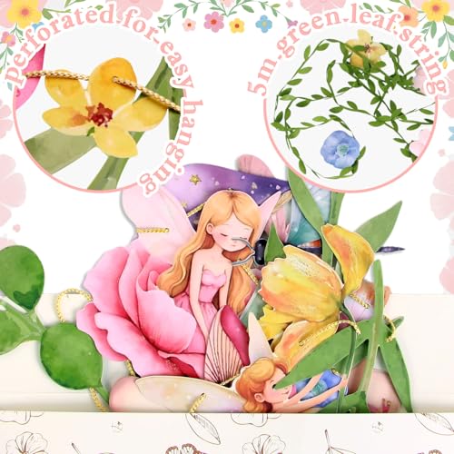 Image of Fairy Party Banner, Fairy First Birthday Party Decorations, Mushroom Flower Banner for Baby Shower Garden First Fairies Tale Theme Girls Birthday Wedding Decor