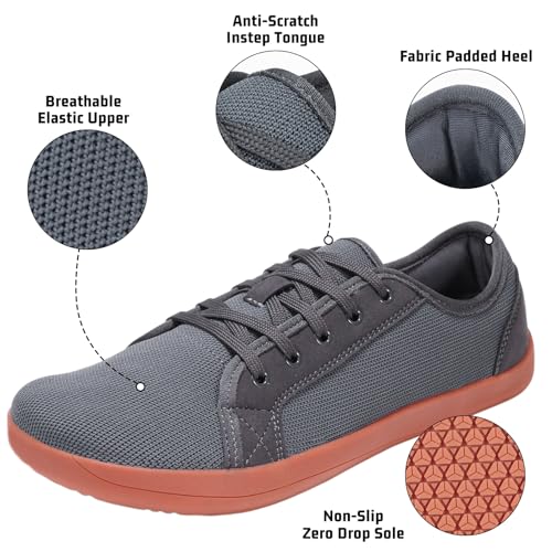 Image of ZVC Barefoot Shoes Men Wide Toe Box Shoes Knitted Zero Drop Sole Sneakers for Mens Minimalist Footwear
