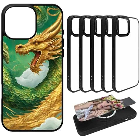 INNOSUB USA 5-Piece Sublimation Blanks Magnetic Rubber Phone Cases for iPhone 16 Pro MAX, Built-in Magnet, Ready for Heat Press Customization, Printable DIY Cases, Includes Plastic Film Inserts Black Cover