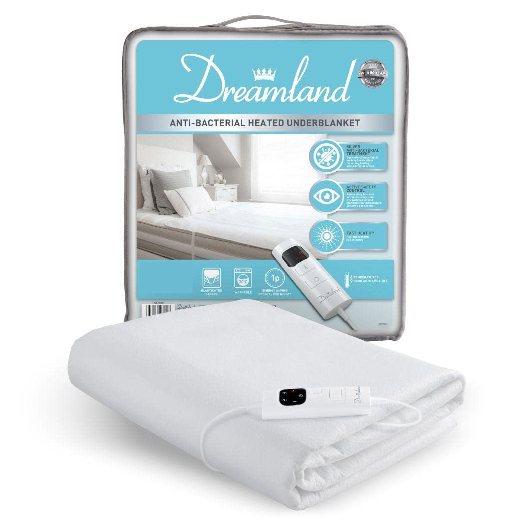 Dreamland 16817 Antibacterial King Heated Underblanket 150 x 144cm Fast