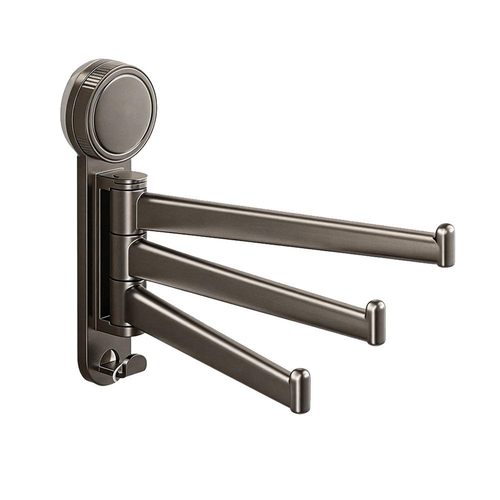 LMYSXAOZ Rotatable Suction Cup Towel Rack, 180 Swing Arm Wall Mounted Holder for Bathroom Kitchen Laundry, Foldable Space Saving ABS Drying Rack