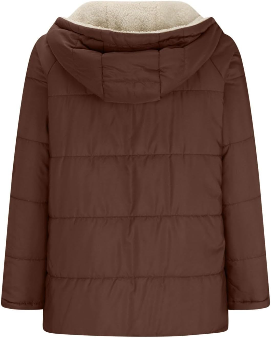 Womens Winter Coats Reversible Puffer Jacket Sherpa Fleece Zip Hoodie Warm Down Coat Oversized Trendy Outerwear Pocket