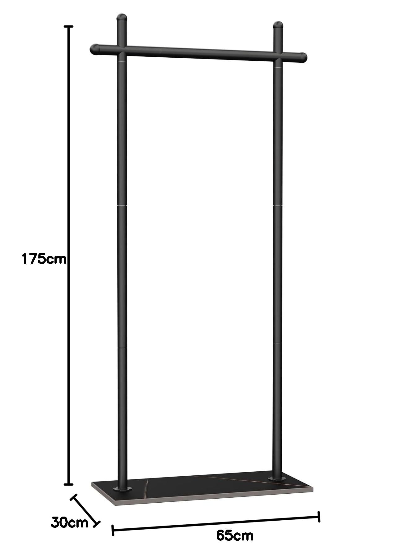 Métal Porte Manteau, Portant à Vêtements avec Base Rectangulaire, Portemanteau sur Pieds avec Dalles de Roche Lourdes, pour Entrée, Salon, Chambre, Bureau, 175cm, Noir, Le grand
