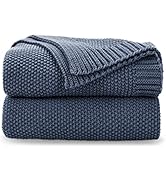 CozeCube Blue Throw Blanket for Couch, Soft Cozy Cable Knit Throw Blanket for Bed Sofa Living Roo...