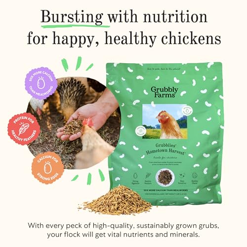 Image of Grubbly Farms Grubblies - Black Soldier Fly Larvae for Chickens - Chicken Treats Grown in the US and Canada - for Strong Eggshells and Healthy Feathers - Grubblies Hometown Harvest 5LB