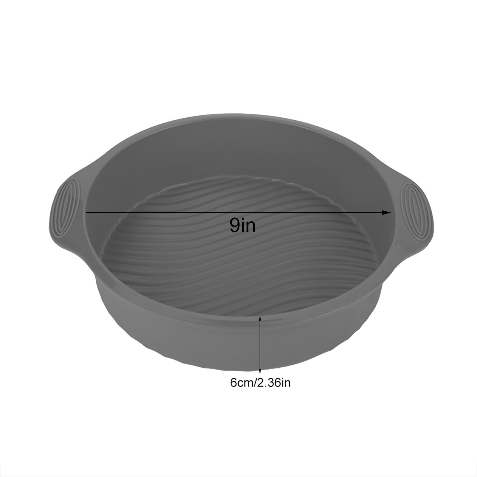 9inch Round Silicone Cake Pan Non Stick Silicone Baking Pans Waves Bottom Silicone Baking formworks Cake Jello Mold For Microwave Oven Refrigerator Dishwasher. (Gray)