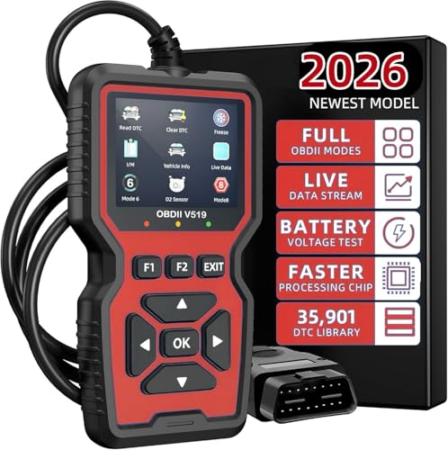 OBDEXPERT V519 OBD2 Scanner Diagnostic Tool, Car Code Reader with 35,901 Built-in DTC Lookup, Check Engine Light Reader, Live Data, I/M Readiness, Battery Voltage Test, for 1996+ Vehicles