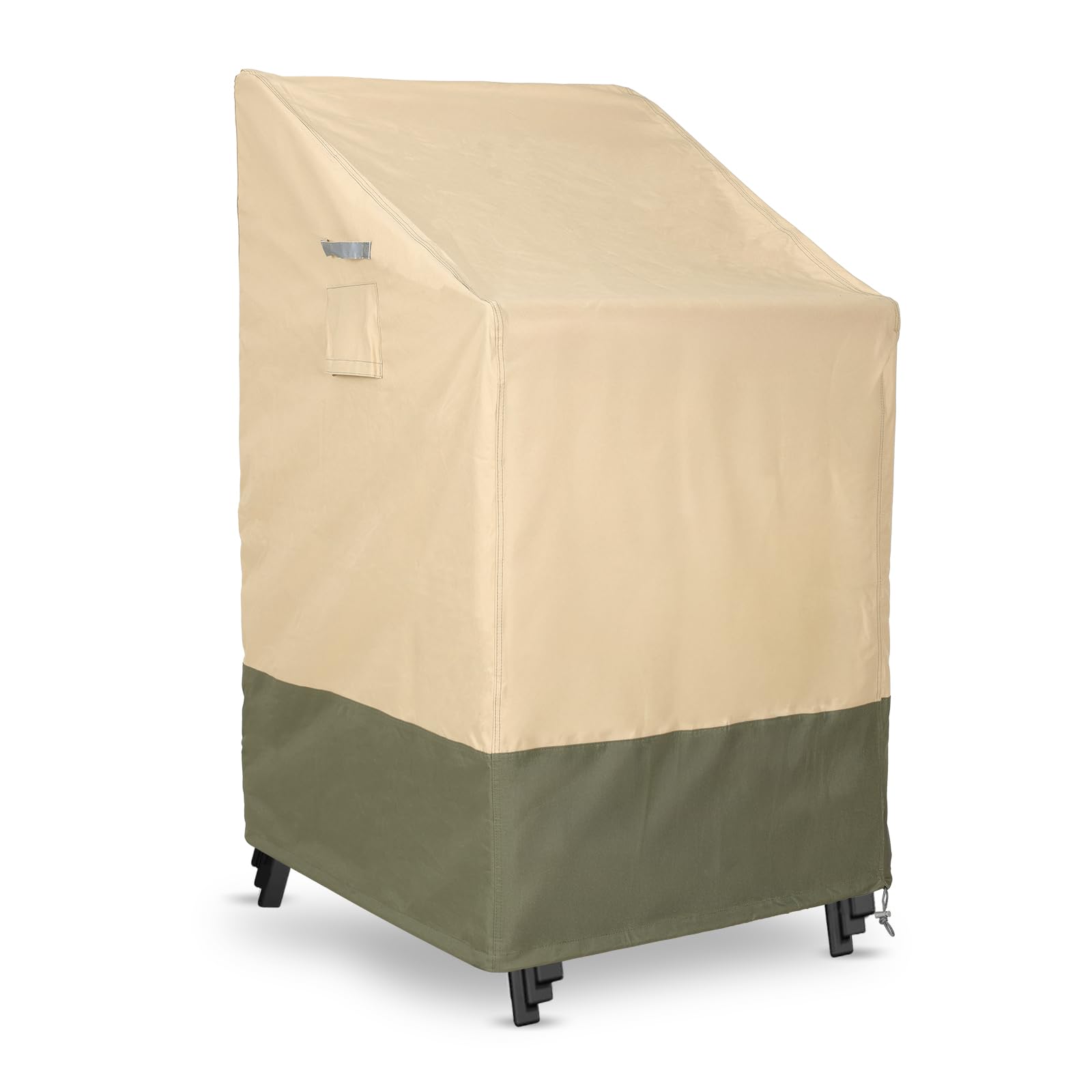 COWVIE Outdoor Furniture Cover for Stackable Chair, 600D Waterproof Patio Chair Cover with Reflective Handles and Attached Storage Bag for Deck and Lawn Chairs, 71cm x 86.4cm x 132cm