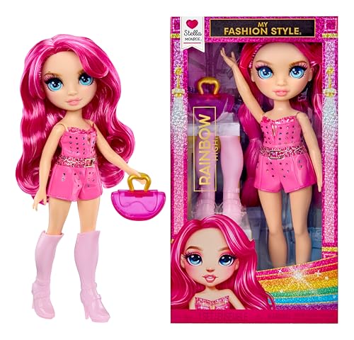 RAINBOW HIGH My Fashion Style Doll - Stella - Poupée Mannequin Fuchsia de 28 cm avec Tenue, Sac à Main et Bottes, Jouet articulé, À Collectionner, Jouet pour Enfants dès 4 Ans