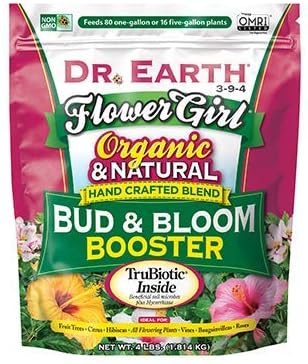Dr. Earth Flower Girl Bud & Bloom Booster 4-10-7 Fertilizer, 4 lbs, 4 liters, Organic & Natural, Safe for People & Pets