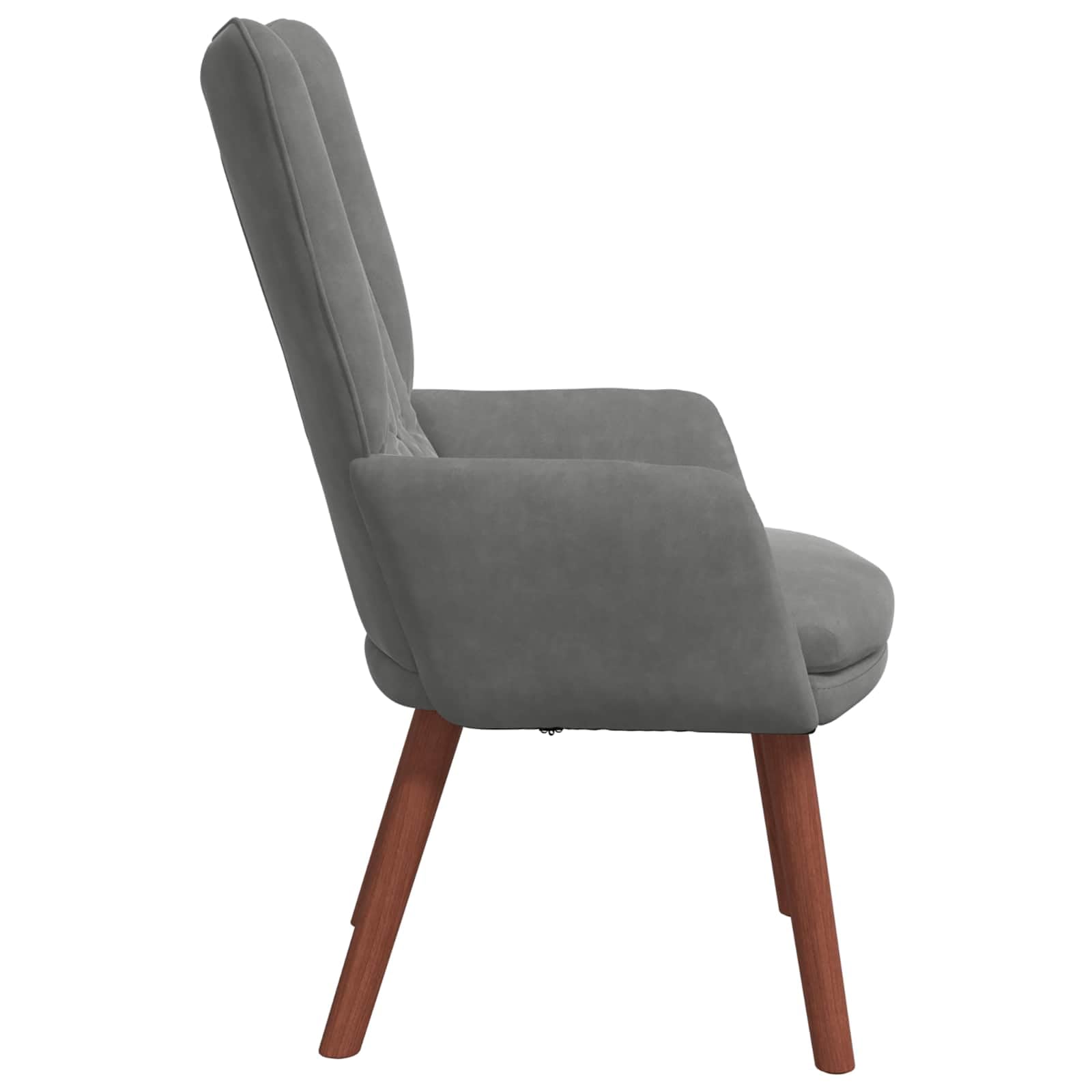 Fotel ciemnoszary, tapicerowany fotel z podłokietnikami, wygodny fotel relaksacyjny do salonu, sypialni, nogi z drewna gumowego, 63 x 67 x 94 cm