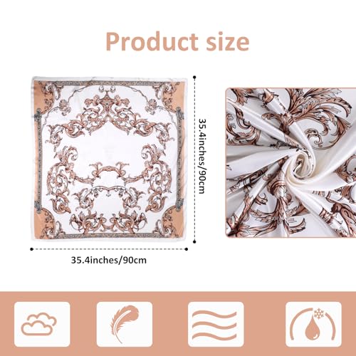 Satin Square Head Scarves Head Scarf for Women 35" Large Silk Neck Scarf Printed Bandana for Hair Stylish Boho Headwear Hair Sleeping Wraps Accessory at Night for Women Girls2
