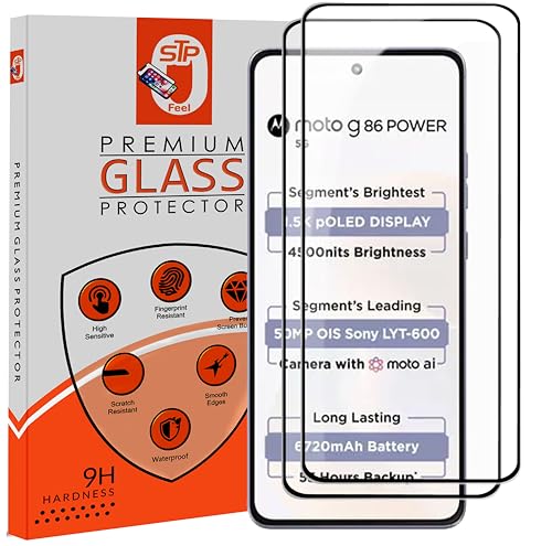 Image of STP FEEL Premium HD+ Tempered Glass Screen Protector Guard Compatible For Motorola G86 Power 5G / G86 Power 5G (6.67 Inch, Pack of 2) | Edge to Edge Coverage With Easy to installation kit