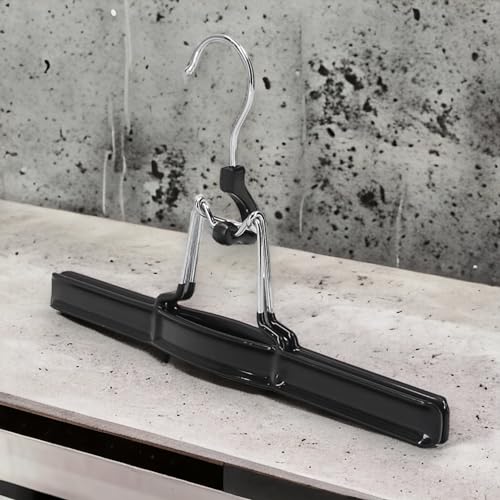 8 x Hosenbügel Klemmbügel schwarz VonBueren | Hosenspanner aus Metall | Kleiderbügel für Hosen | rutschfest | mit drehbarem Haken