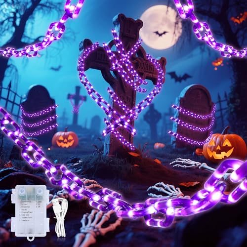MYGOTO Purple Halloween Chains String Lights 10.5FT 175 LED Indoor Outdoor