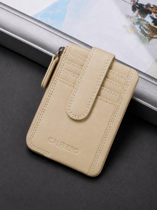 Image of Calfnero Genuine Leather Card Holder & Key Case for Men & Women | Slim Wallet with Zipper Pocket, Card Slots & Key Chain | Compact Travel Organizer