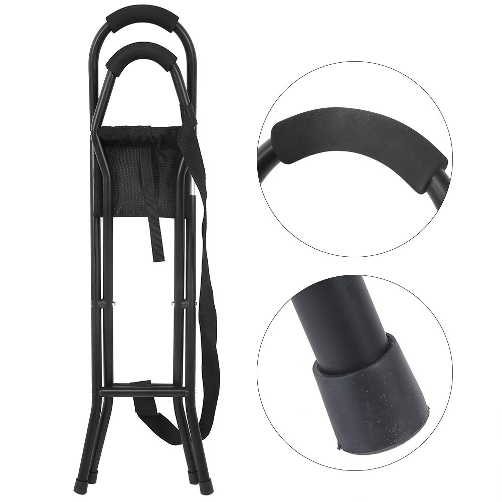 Asiento de Caña Plegable Portátil, Taburete de Viaje Liviano con Bastón Integrado para Personas Mayores y Caminatas