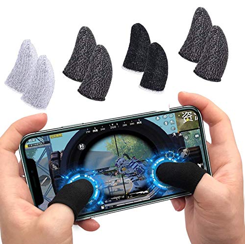WOWMOB Pro Pubg Anti-Slip Thumb Sleeve, Slip-Proof Sweat-Proof Professional Touch Screen Thumbs Finger Sleeve for Pubg Mobile Phone Gaming Gloves Made up of Rare Material(4 Pair)