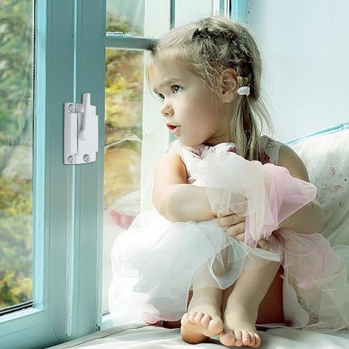 Window Sash Lock,6PCS Window Latch,White Window Latch Replacement Fits Single or Double and Vertical or Horizontal Sliding Windows for Anti-Theft