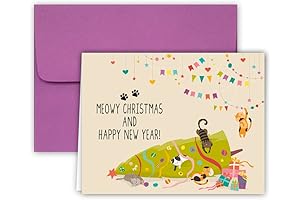 Paper Frenzy Meowy Christmas Cat Christmas Cards with Envelopes - 25 Pack