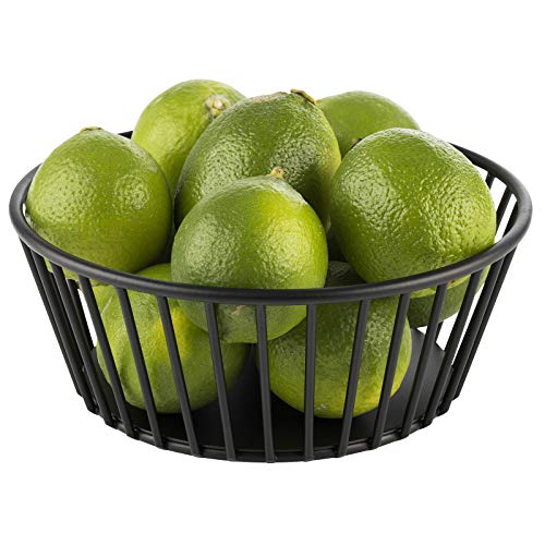 Foto von APS „Urban“ runder Metallgitter Korb, stabiler Gitterkorb, Ø 17 cm x H: 7 cm, Brotkorb, Obstkorb, Gemüsekorb, stapelbar, schwarz, spülmaschinengeeignet