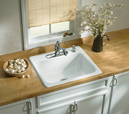 Kohler K-5964-4-0 Mayfield Self-Rimming Kitchen Sink, White, 1.375 #TOP2