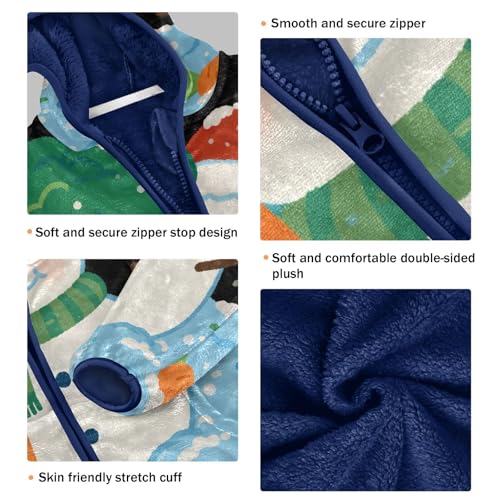 Carrot Snowman Wearing Santa Hat Toddler Fleece Jacket Girl Boys Hooded Fleece Jacket Coat Warm Outwear Zip-up 3-10T3