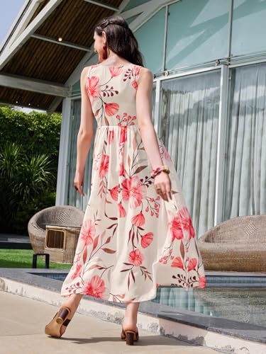 Image of EthnicJunction Women's Silk Blend Anarkali Floral Print Sleeveless Kurta with Attached Blet